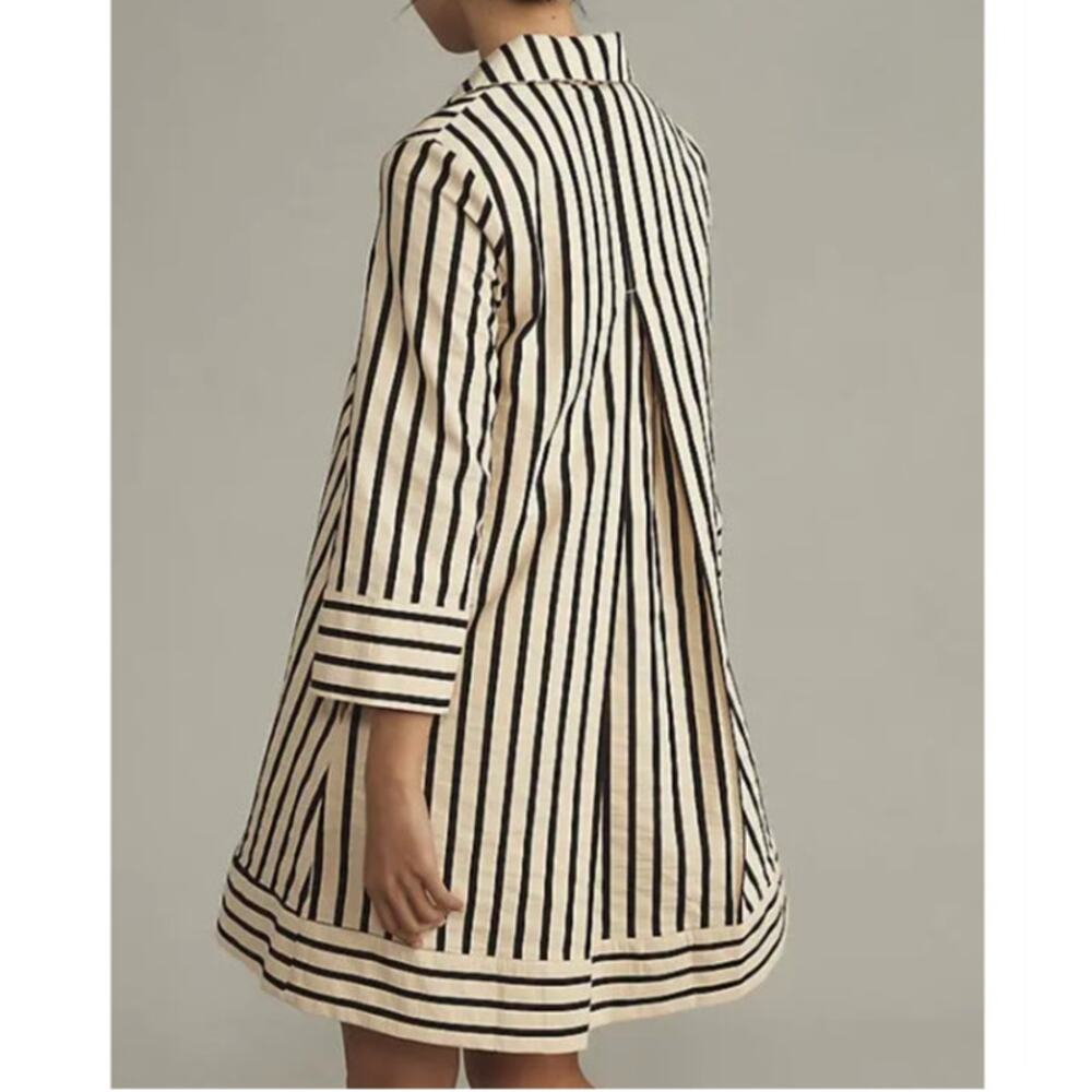 ENGLISH FACTORY Stripe Collared Mini Dress Beige Black NWT Pullover Women's S - Picture 10 of 10
